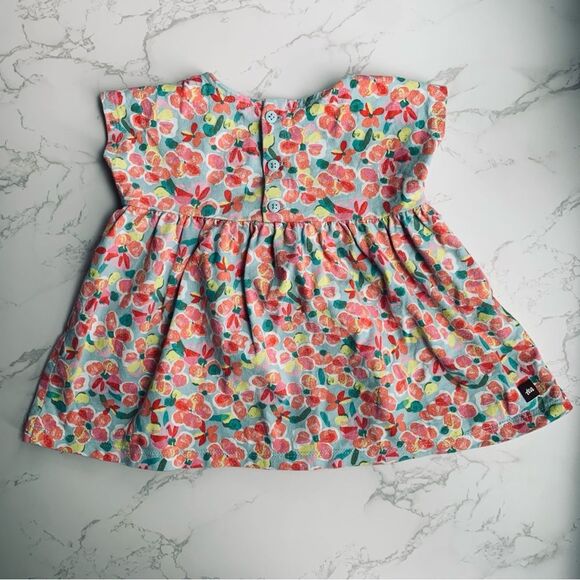 TEA Collection Empire Ruffle Baby Dress in Hacienda Hibiscus | Size 3-6 Months - Picture 4 of 4